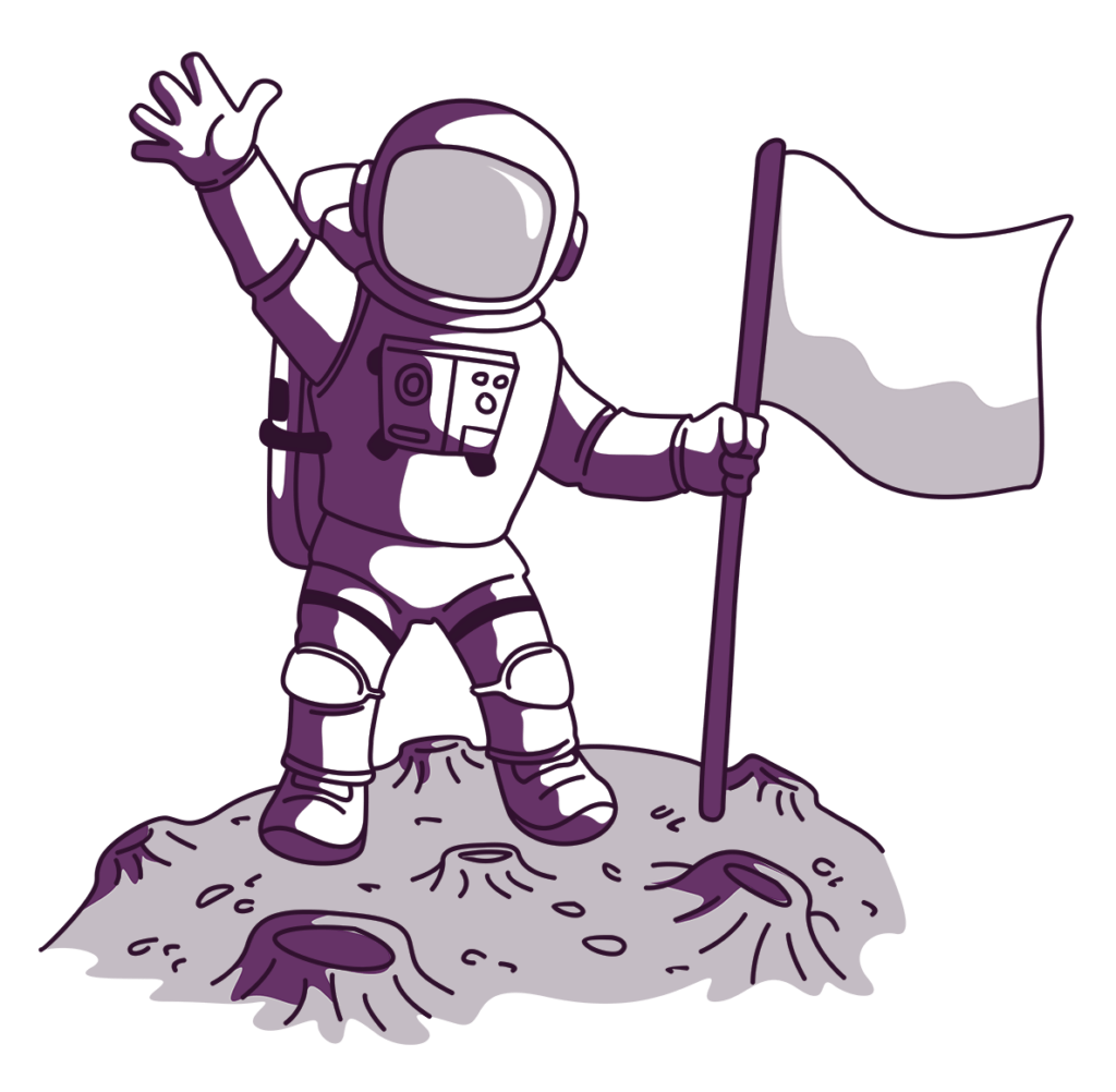 clip art of an astronaut with a flag 'How To Follow Up From A Webinar'