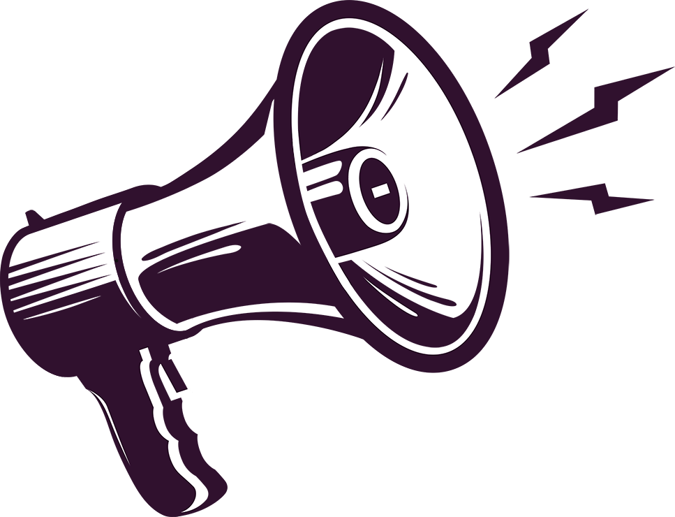 clip art of a megaphone 'How To Follow Up From A Webinar'