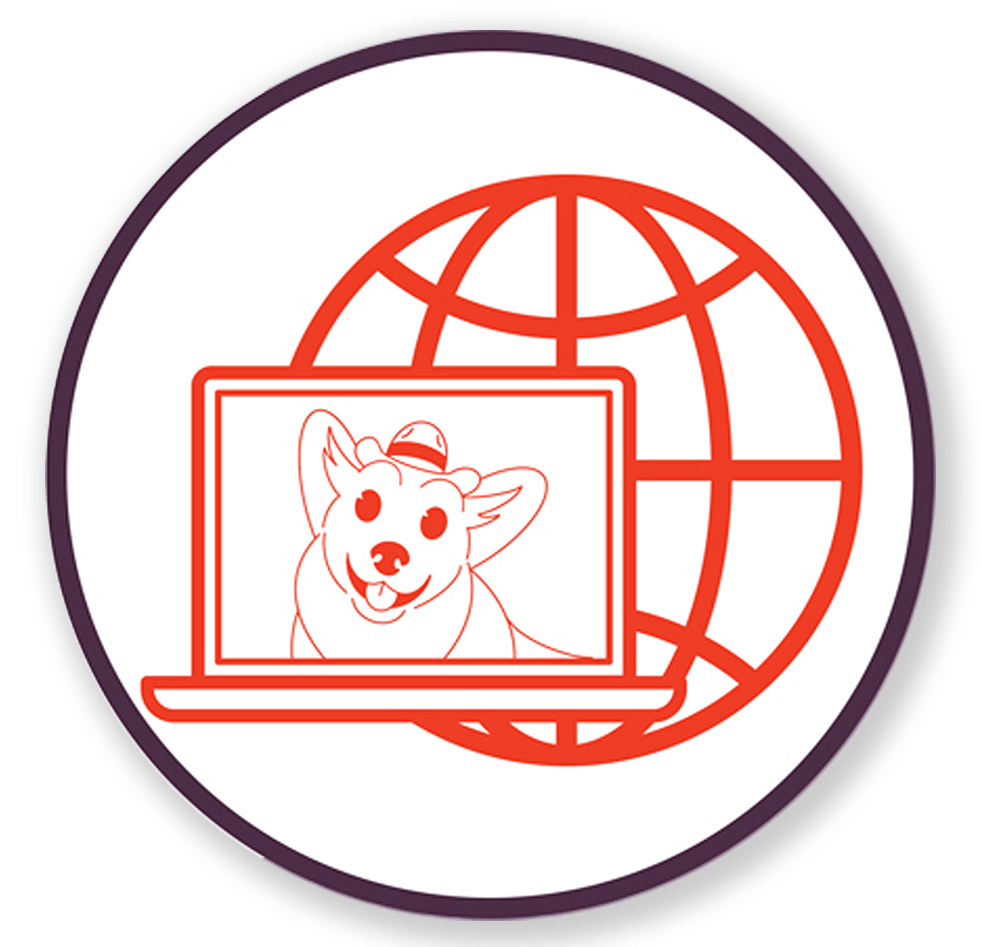 a Kalli Collective LLC circular dog in laptop screensaver for the world wide web for '30 days of Thanks'