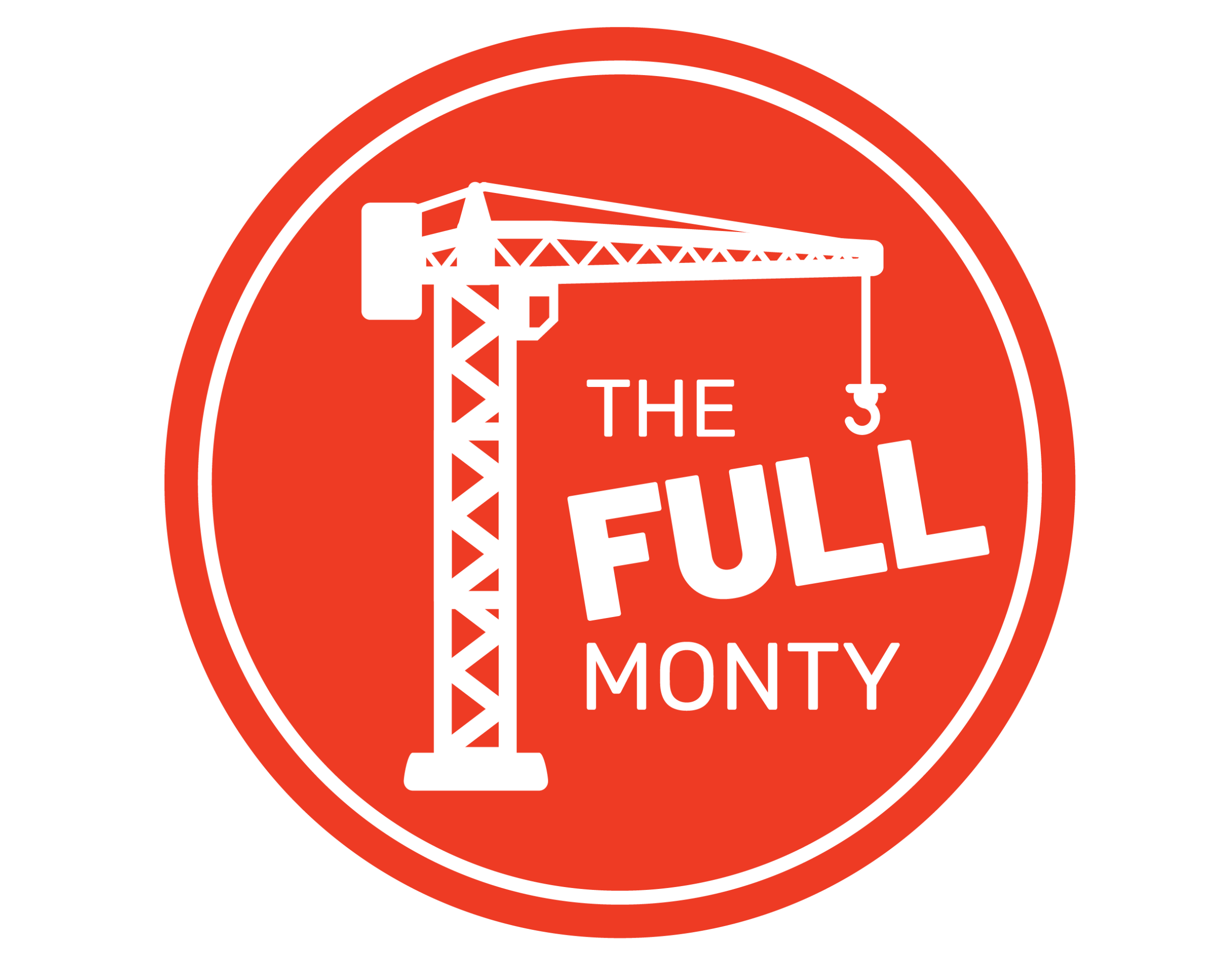 an orange and white sticker of Savvy Advisor Marketing 'The Full Monty' logo