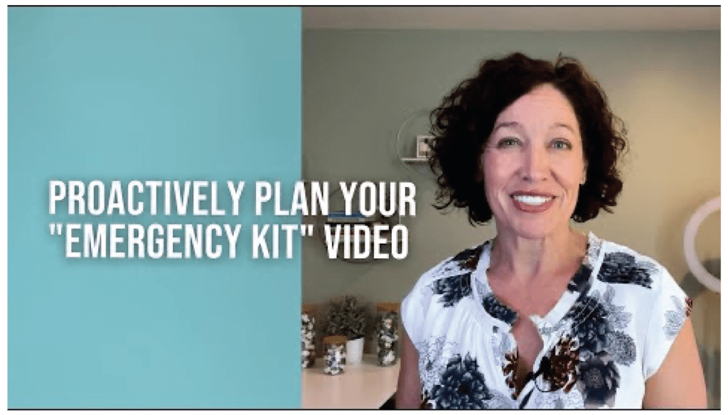 a YouTube thumbnail for 'Proactively Plan Your "Emergency Kit" Video'