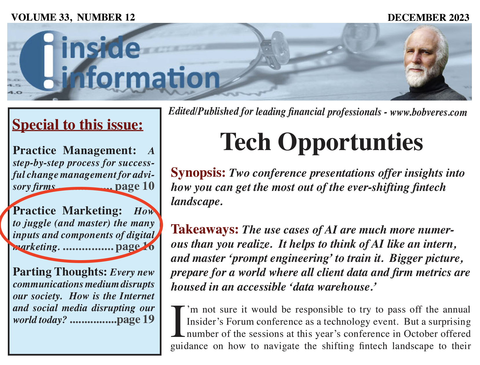 a cover of Digital Navigation - Bob Veres Inside Information, Practice Marketing