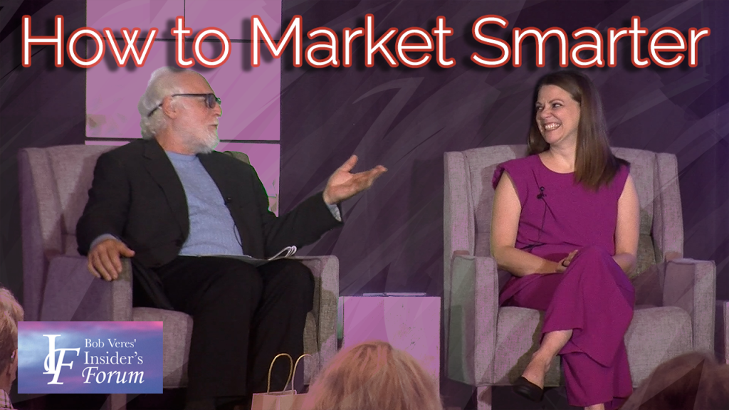 Savvy Advisor Marketing Speaking Engagements 'How to Market Smarter' Kalli Fedusenko on stage with Bob Veres' still