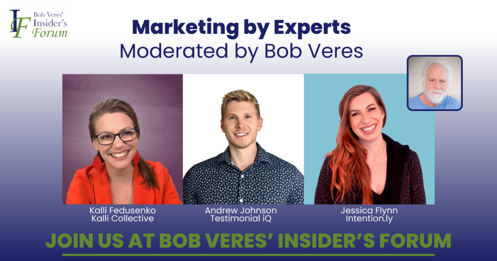 Savvy Advisor Marketing Speaking Engagements featuring Kalli Fedusenko, Andrew Johnson, and Jessica Flynn moderated by Bob Veres' 'Marketing by Experts' still